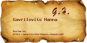 Gavrilovits Hanna névjegykártya